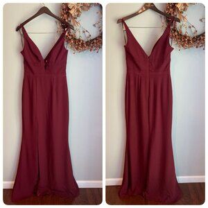 Dress The Population Womens VIOLA Long Dress Mermaid Gown SMALL in Burgundy